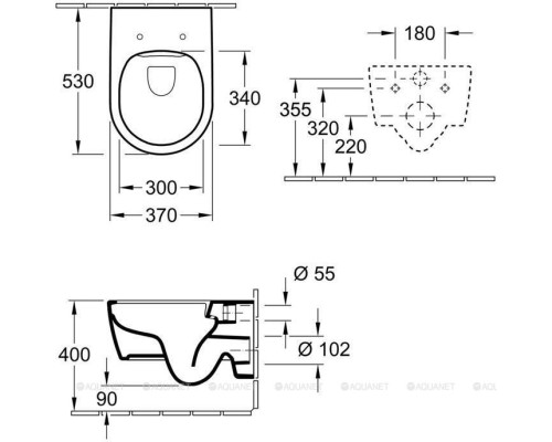 Унитаз с инсталляцией Villeroy & Boch Avento 5656 HR 01 (инсталляция 9224 61 00 + клавиша 9224 90 68)