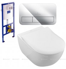 Унитаз с инсталляцией Villeroy & Boch Subway 2.0 5614 R2 01 (инсталляция 9224 61 00 + клавиша 9224 90 61)