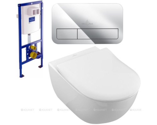 Унитаз с инсталляцией Villeroy & Boch Subway 2.0 5614 R2 01 (инсталляция 9224 61 00 + клавиша 9224 90 61)