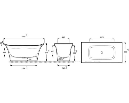 Ванна из искусственного камня Jacob Delafon Grands Boulevards 180x80 E6D156-0