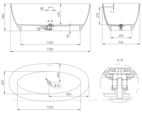 Ванна из искусственного камня Salini Alda 178x92 101911G