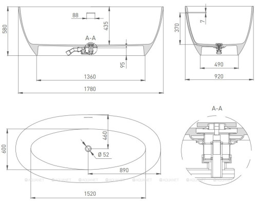 Ванна из искусственного камня Salini Alda 178x92 101911SM