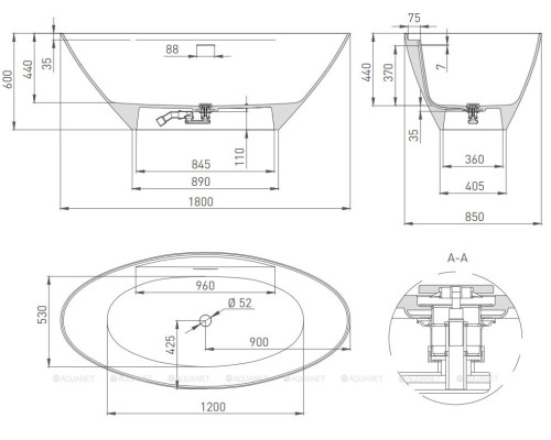 Ванна из искусственного камня Salini Diva 178x85,5 102221M