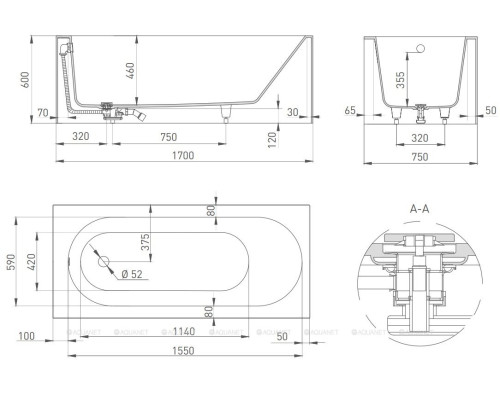 Ванна из искусственного камня Salini Fabia 170x75 102611M