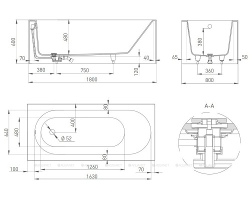 Ванна из искусственного камня Salini Fabia 180x80 102612G