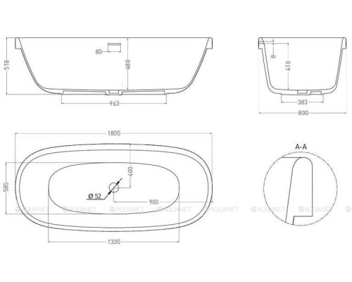 Ванна из искусственного камня Salini Greca 180x80 104821M