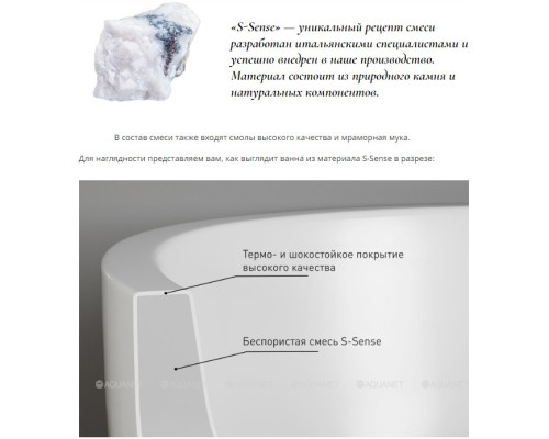 Ванна из искусственного камня Salini Mona 170x72 102912G