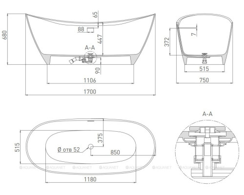 Ванна из искусственного камня Salini Noemi 170x75 101712G