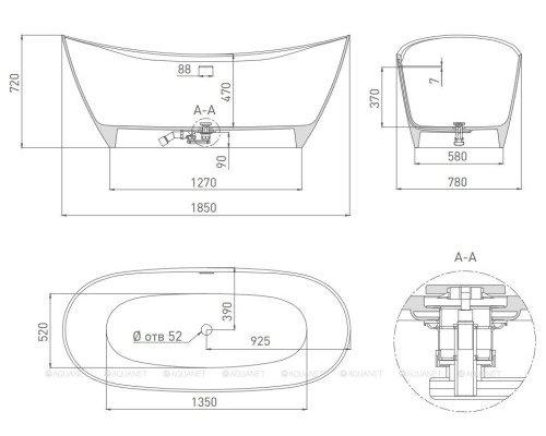 Ванна из искусственного камня Salini Noemi 185x76,5 101811G