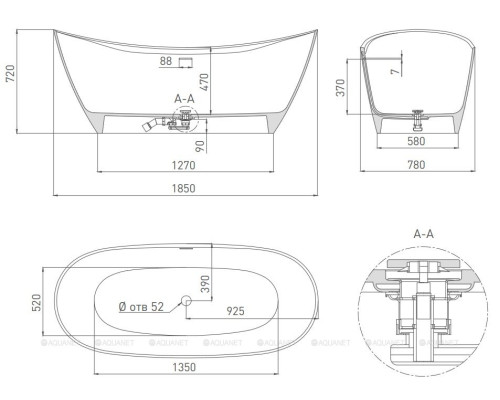 Ванна из искусственного камня Salini Noemi 185x76,5 101811SM