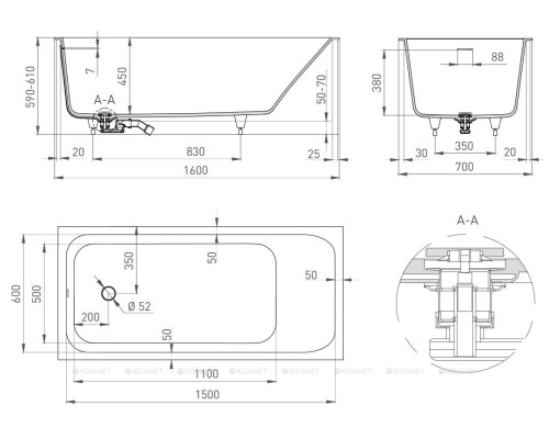 Ванна из искусственного камня Salini Orlando 160x70 102125M