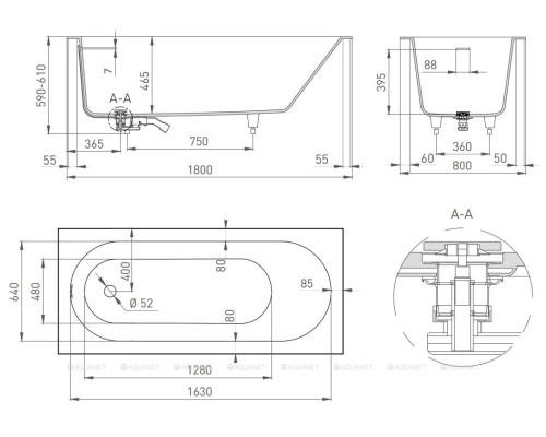 Ванна из искусственного камня Salini Ornella 180x80 102422M