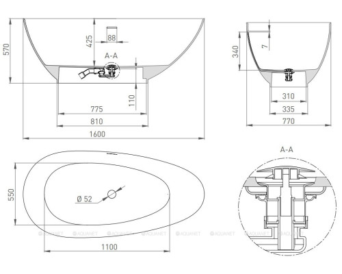 Ванна из искусственного камня Salini Paola 160x77 101511SM