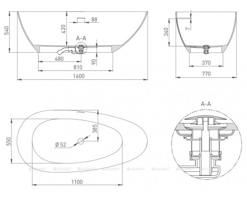 Ванна из искусственного камня Salini Paola 160x77 101611G