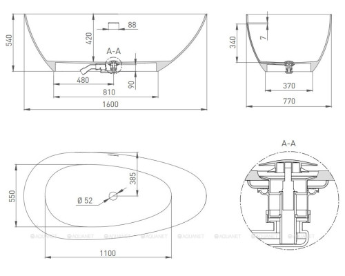 Ванна из искусственного камня Salini Paola 160x77 101611SM