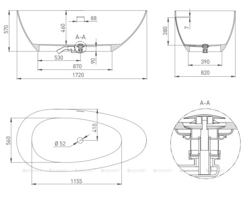 Ванна из искусственного камня Salini Paola 172x82 101612G