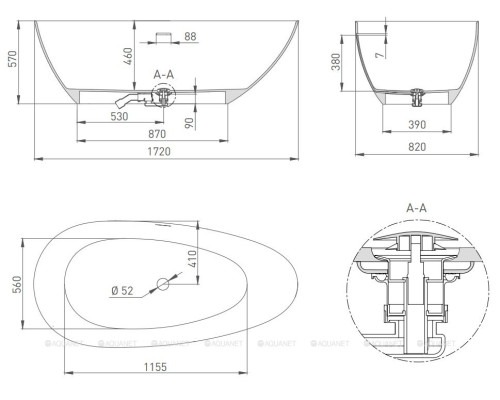 Ванна из искусственного камня Salini Paola 172x82 101612SM