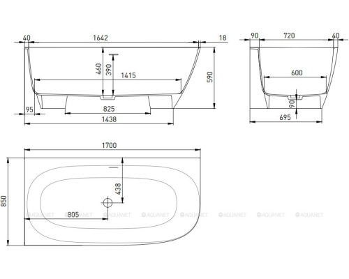 Ванна из искусственного камня Salini Sofia Corner L 170x85 102515G