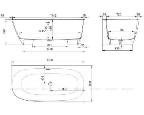 Ванна из искусственного камня Salini Sofia Corner R 170x85 102524M