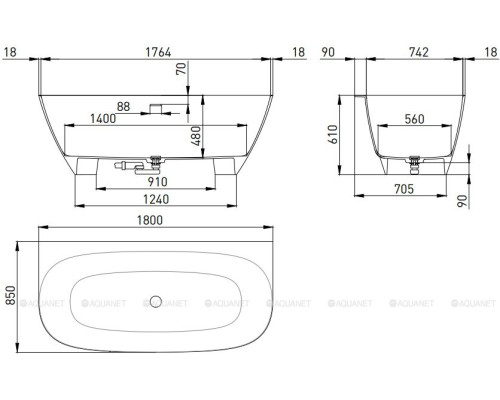 Ванна из искусственного камня Salini Sofia Wall 180x85 102513G