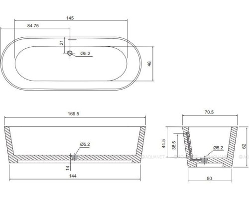 Ванна из искусственного мрамора Dolomite Форма 170х70