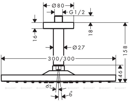 Верхний душ Hansgrohe Raindance Е Air 300 1jet 26250000