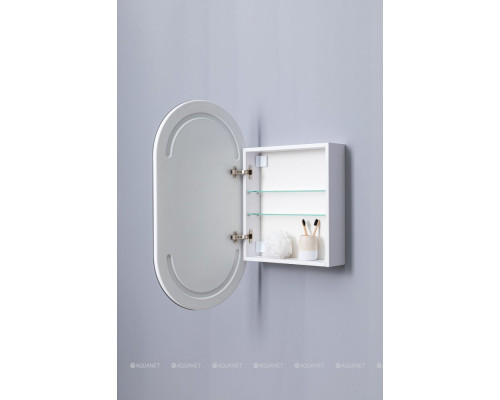 Зеркальный шкаф Aquanet Монте 50 белый, с LED подсветкой