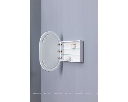 Зеркальный шкаф Aquanet Монте 60 белый, с LED подсветкой