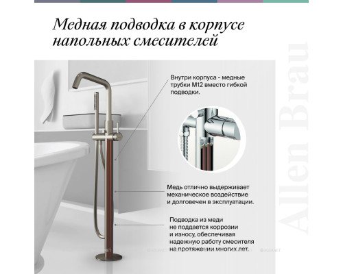 Смеситель для ванны Allen Brau Priority 5.31008-GB (с внутренней частью) золото