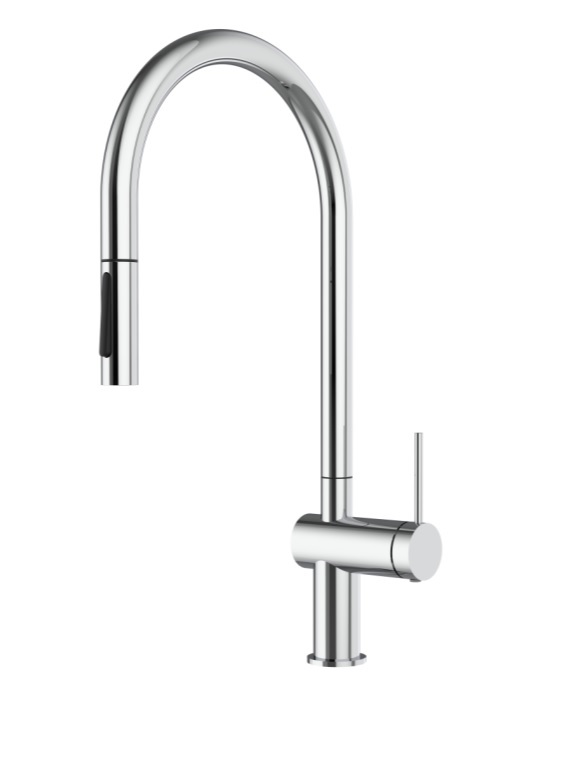 Смеситель для кухни AQUAme Cucina с выдвижным U-изливом хром AQM9901CR