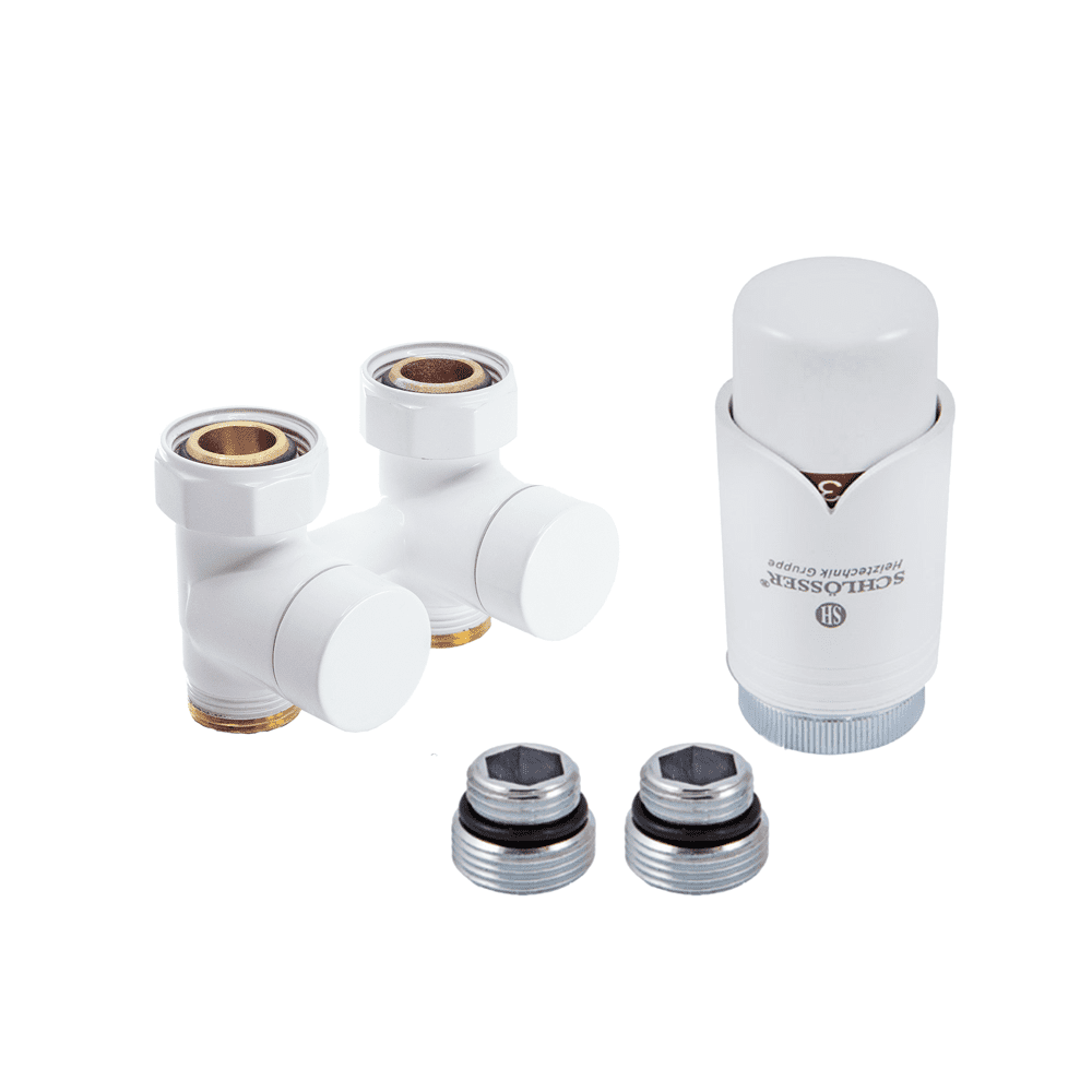 Комплект узла подключения Schlosser Эксклюзивный 3/4 x M22x1.5 50 мм проходной с термоголовкой Белый 601000021