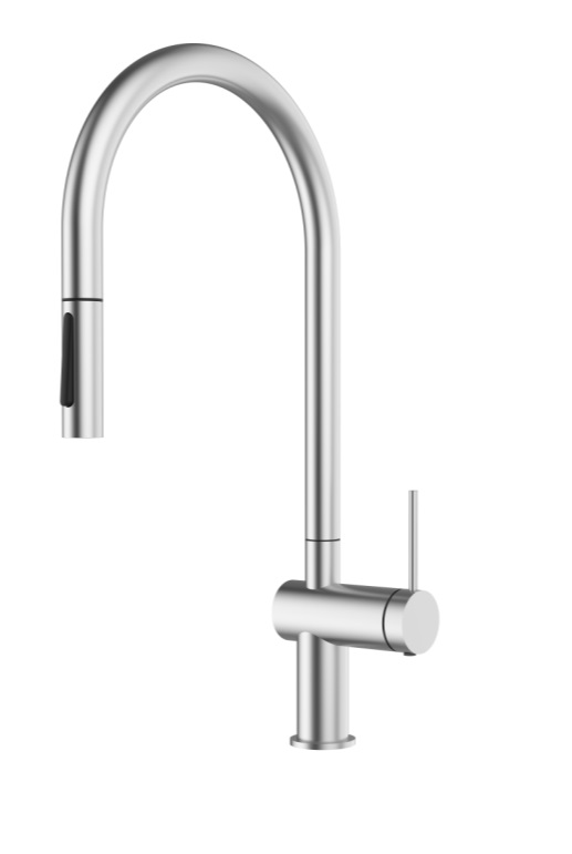 Смеситель для кухни AQUAme Cucina с выдвижным U-изливом никель AQM9901BN