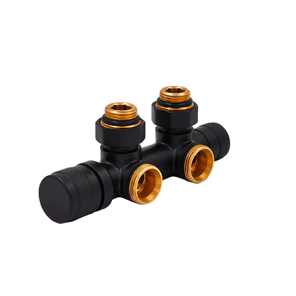 Узел нижнего подключения Primoclima Lunar термостатический угловой правый 1/2 x 3/4 Черный матовый PCART890AB