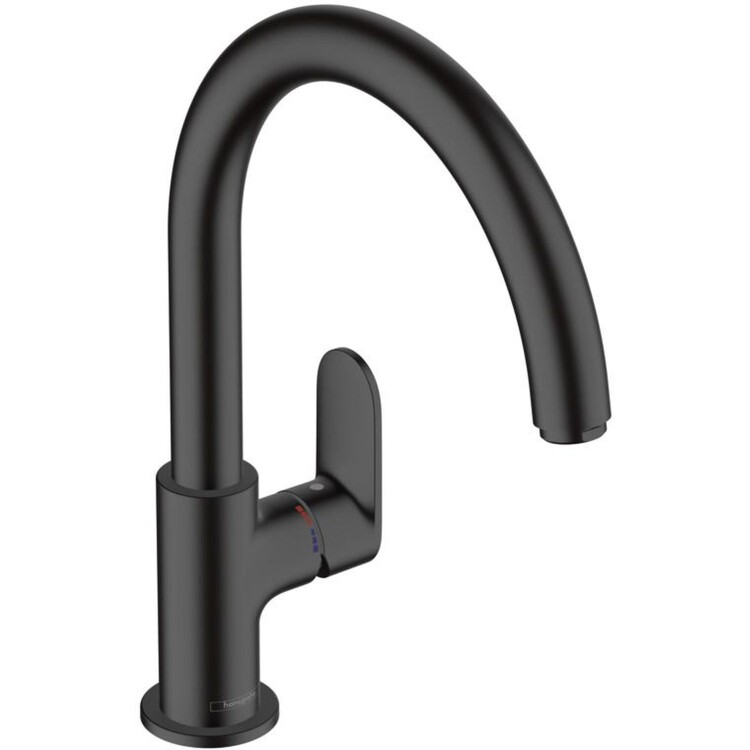 Смеситель для кухни hansgrohe Vernis Blend M35 210 с поворотным изливом матовый черный 71870670