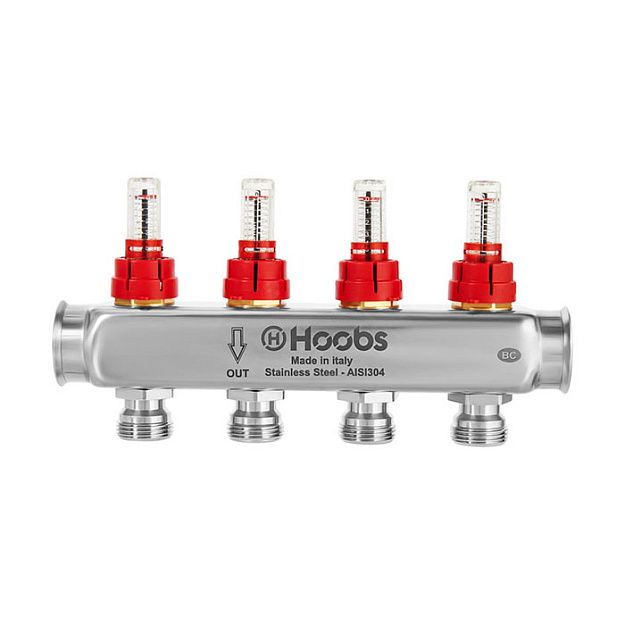 Коллектор из нержавеющей стали Hoobs с расходомерами 1 x 4 выхода 3/4 HB-INCRO-804504