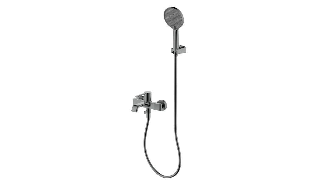 Смеситель для ванны AQUAMERIT Asti с душевым набором серый матовый AQM6412GM