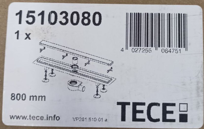 Комплект для монтажа дренажного канала TECE 2 в 1 800 мм с лотком tile 15103080