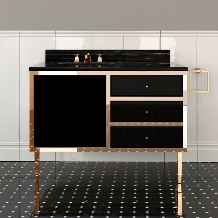 Комплект мебели напольный Devon&Devon Jazz 2 (раковина Swindon) deep black/oro ACSWINDONDS bi / B2