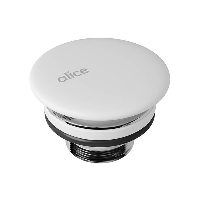 Донный клапан для раковины Alice керамический неперекрываемый белый матовый PIL00609