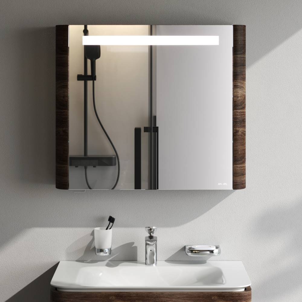 Зеркальный шкаф с подсветкой AM.PM Inspire V2.0 80 см левый орех M30MCL0801NF