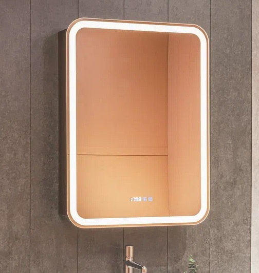 Зеркальный шкаф AQUAme Фиджи 600х800 мм правый антрацит с часами AQM9203