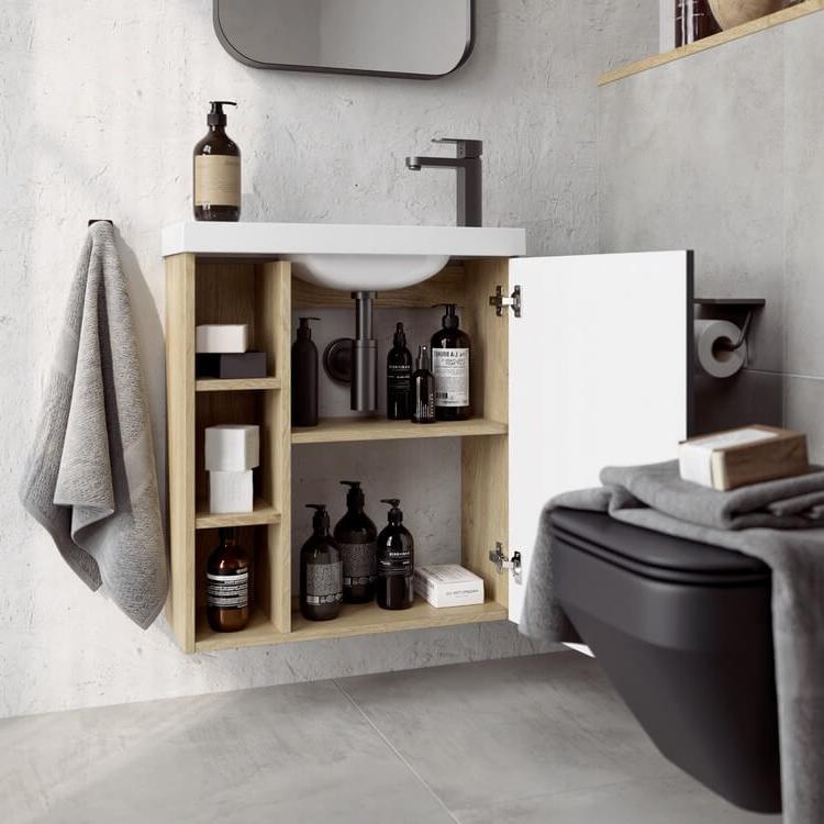 Корпус тумбы под умывальник AQUATON Alba правый дуб давос 600х700х250 мм ALB0106RDD