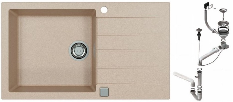 Мойка кухонная Alveus Cadit 40 860х500х200 мм G22 Terra с сифоном 1132028
