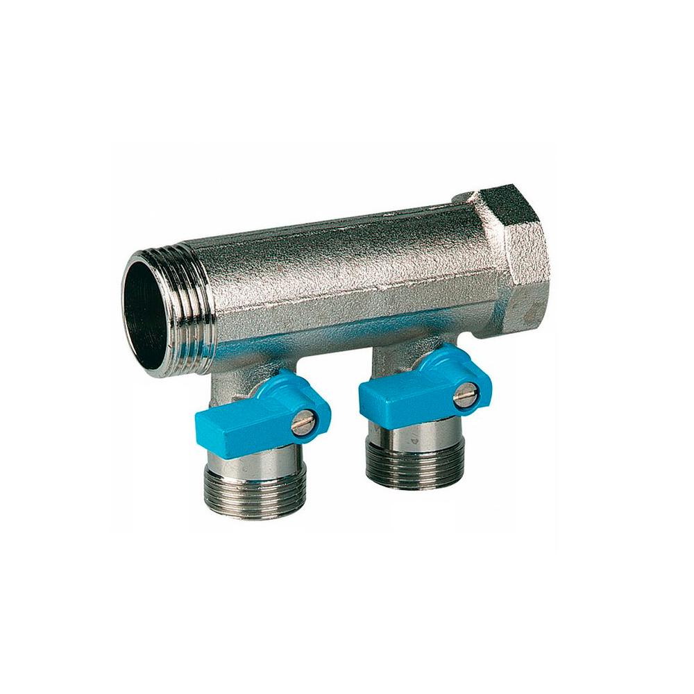 Коллектор с шаровыми кранами Henco 3/4 на 4 выхода Евроконус синий VB050504-BLAUW