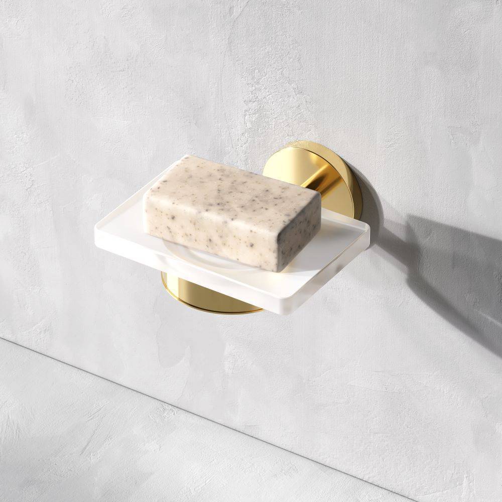 Мыльница стеклянная с настенным держателем AM.PM X-Joy золото A85A34299