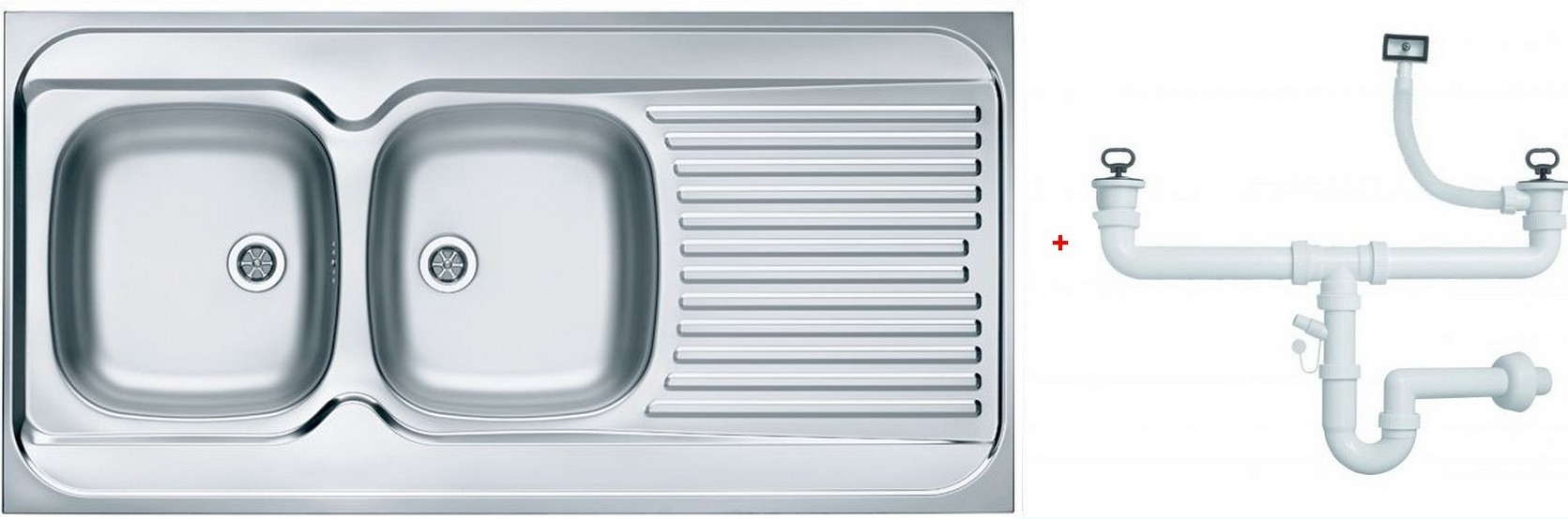 Мойка кухонная Alveus Classic 100 1200х600х160 мм накладная левая 2 чаши 1009084