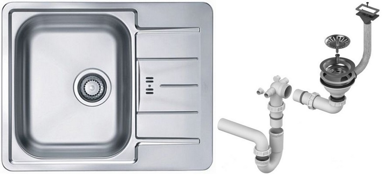 Мойка кухонная Alveus Line 60 615х500х160 мм оборачиваемая с сифоном 1065681