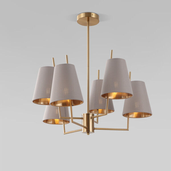Умная потолочная люстра с тканевыми абажурами 60173/6 латунь