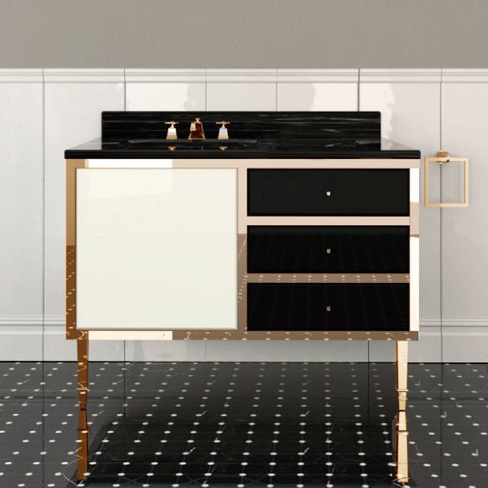 Комплект мебели напольный Devon&Devon Jazz 2 (раковина Swindon) pure white/deep black/oro ACSWINDONDS bi / B2