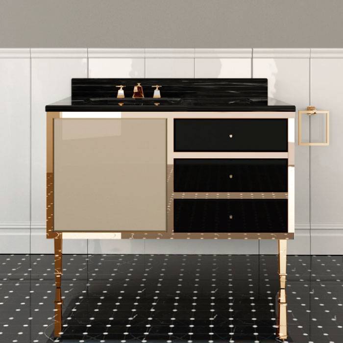 Комплект мебели напольный Devon&Devon Jazz 2 (раковина Swindon) warm grey/deep black/oro ACSWINDONDS bi / B2